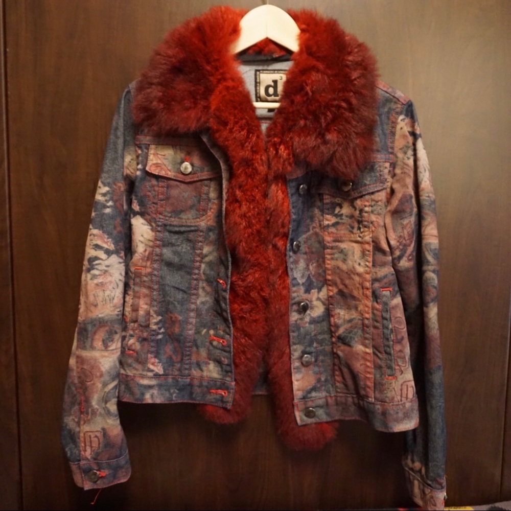 Vintage Real Fur Lined Denim Coat